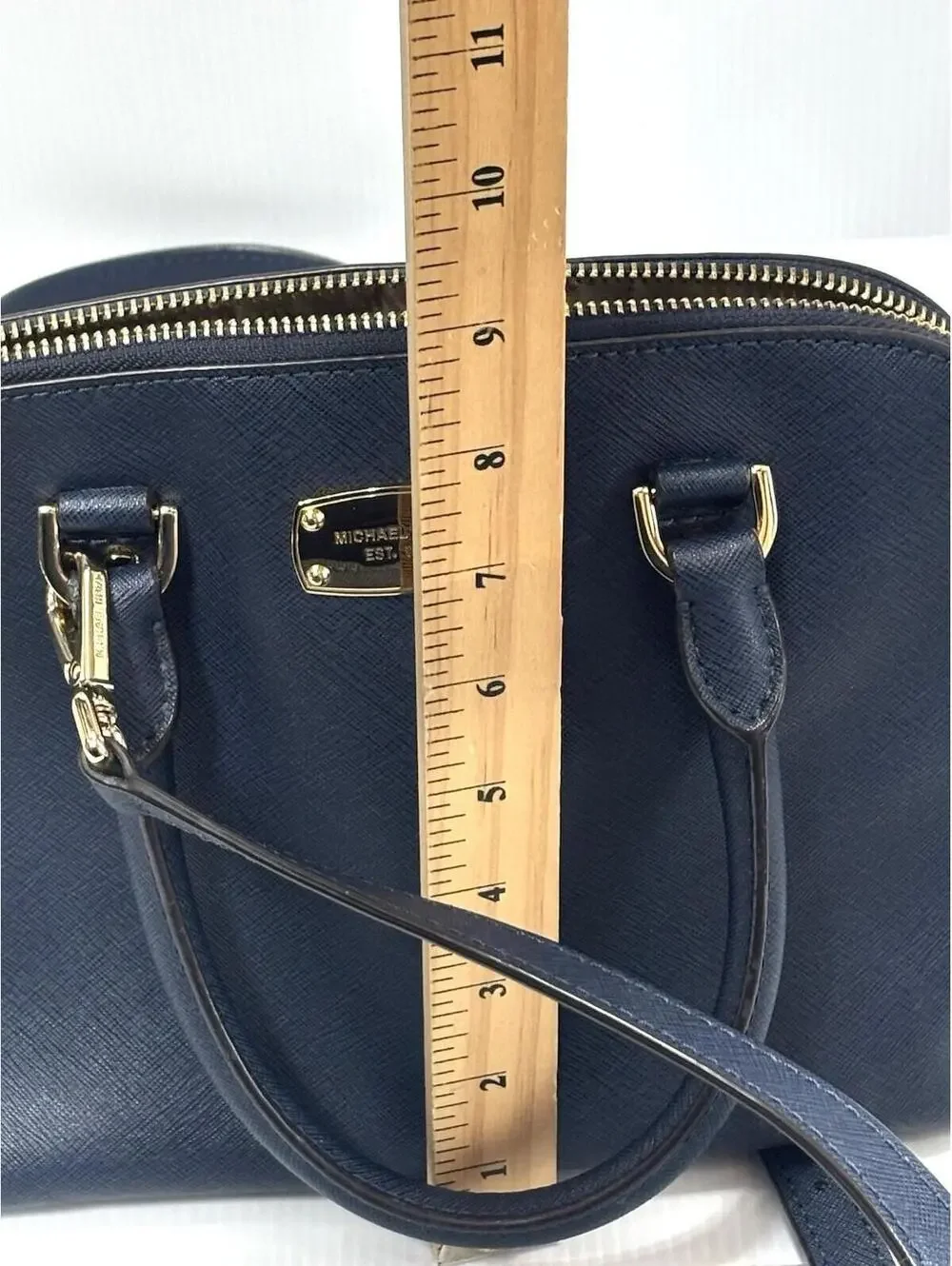 Michael Kors Navy Blue Saffiano Satchel Dome Crossbody Bag GUC